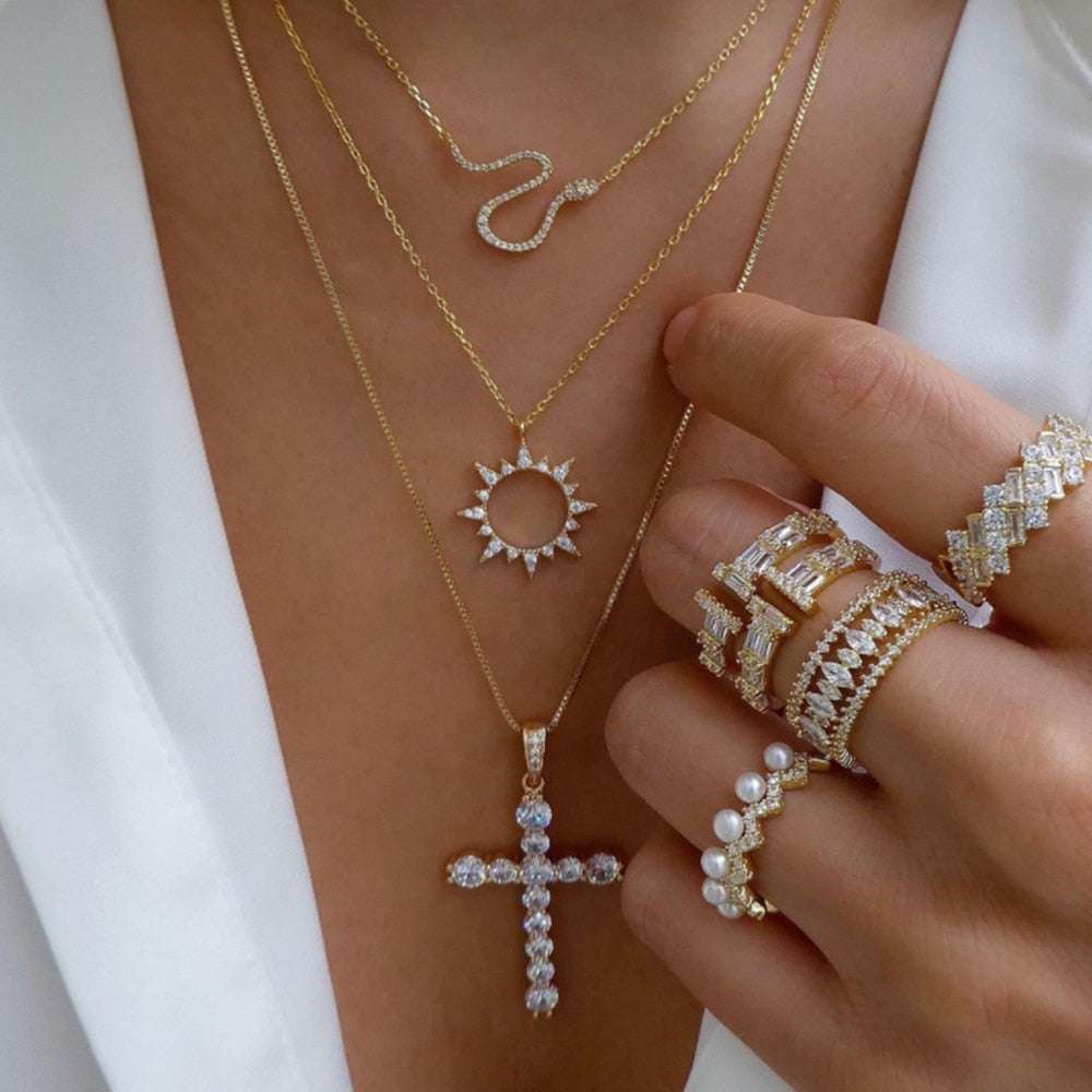 bls-miracle Bohemia Gold Color Multiple Styles Necklace For Women Trendy Multi- image 9