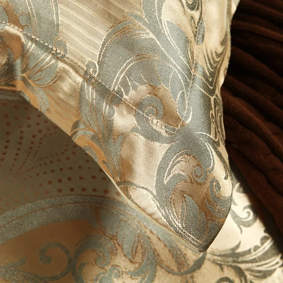 2/3PCS Luxury Jacquard Bedding Set King  Size Duvet Cover Flower Golden High Qu image 2