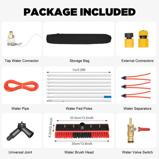 3-in-1 Water Fed Pole Cleaning Kit 24.3ft Window Cleaning Poles 180 ƒ€š° Adjustabl image 0