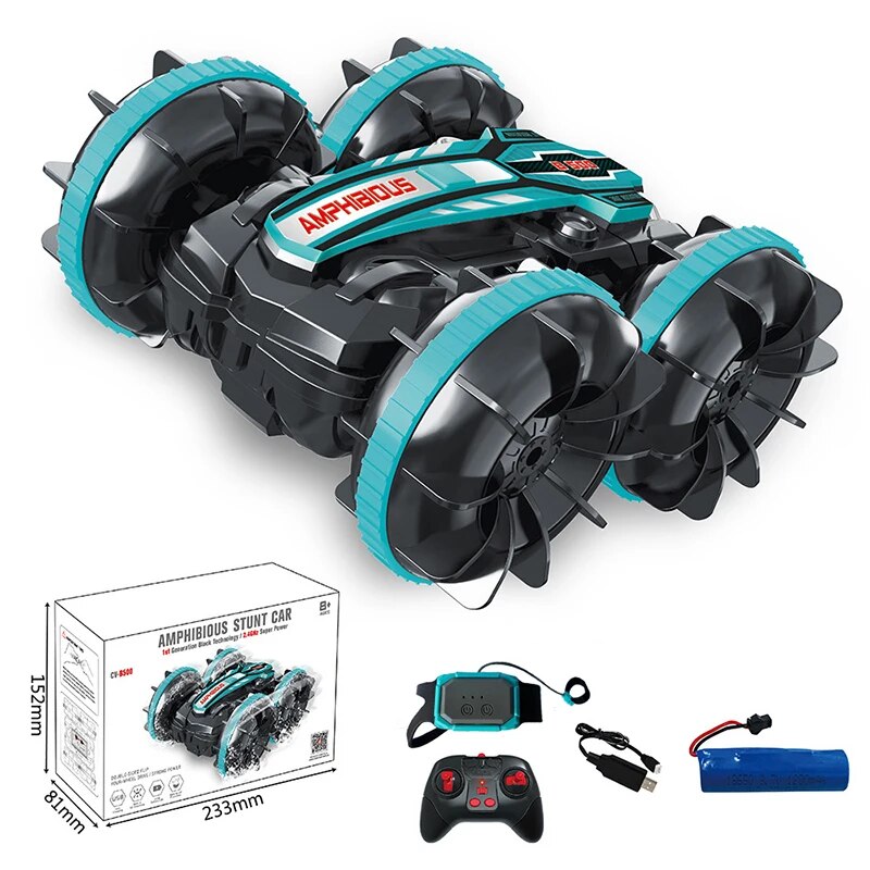 Newest High-tech Remote Control Car 2.4G Amphibious Stunt RC Car Double-sided T image 4