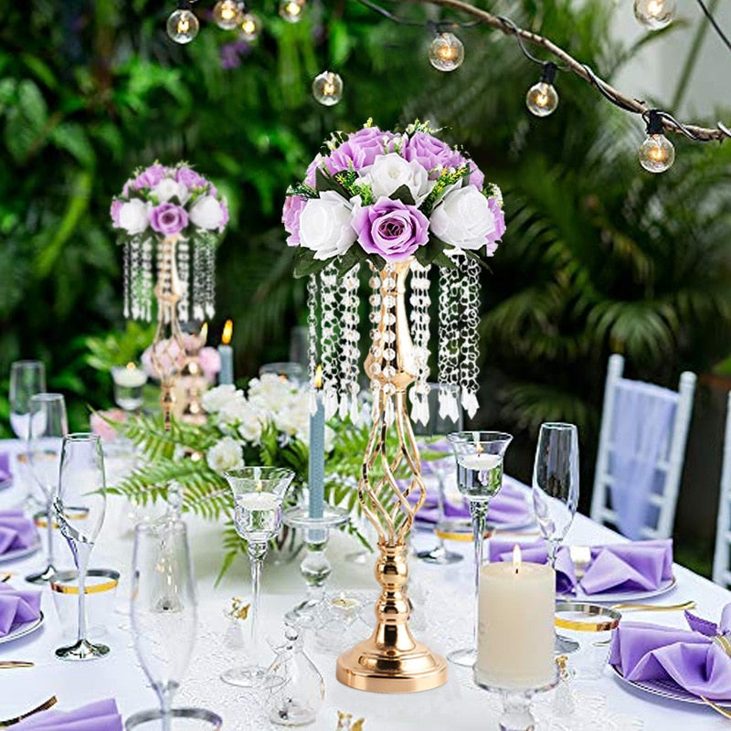 Exquisite Flower Twist Vase Crystal Candlestick Table Centerpiece Decor Flower image 13