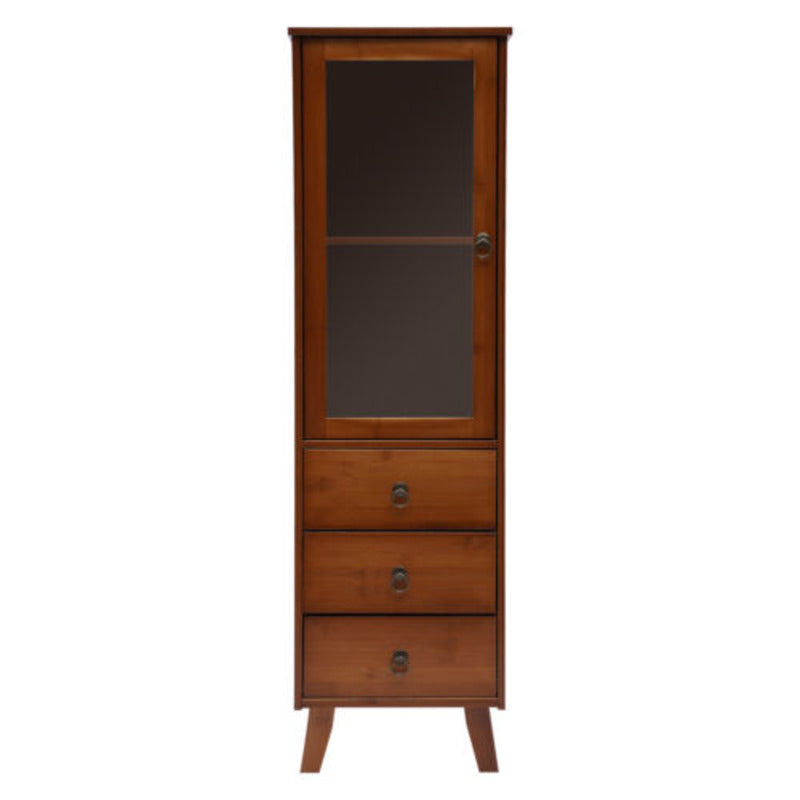 Kitchen Bamboo Storage Cabinet with 3 Drawers and 1 Door Kitchen Cupboard Frees image 5