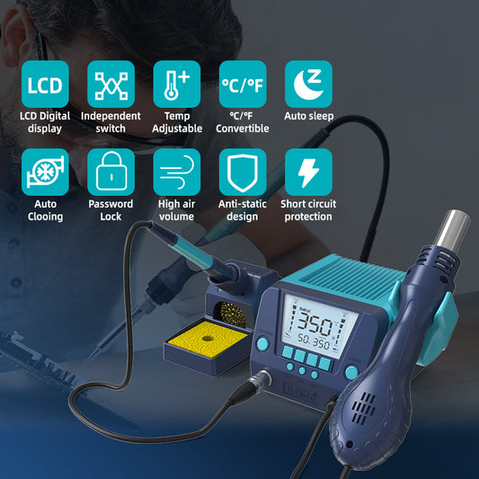 Bakon BK881 Soldering and Rework Hot Air Station 2 in 1 Tools Kit 560W Blower A image 0