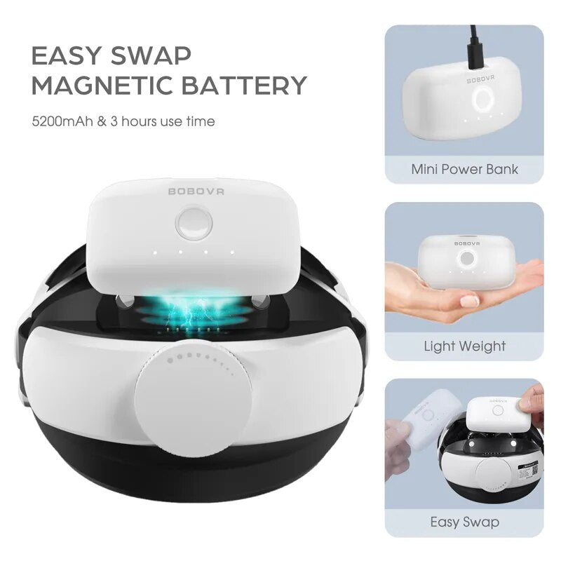 BOBOVR M2 Pro Battery Head Strap Compatible with Oculus Quest 2 Elite Halo Stra image 11