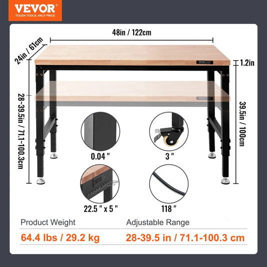 VEVOR Multifunctional Wood Work Bench Operation Saw Table with 10-Height Adjust image 0