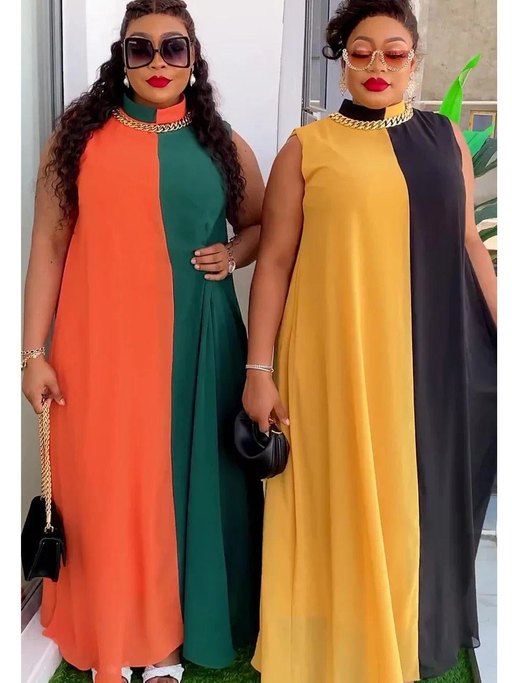 Elegant African Dresses for Women 2024 New Fashion Sleeveless Chiffon Maxi Long image 0
