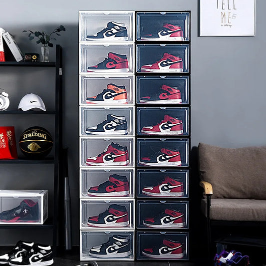 2pack AJ Sneakers Box Hardened plastic shoe box Stackable Cabinet Storage Box h image 0