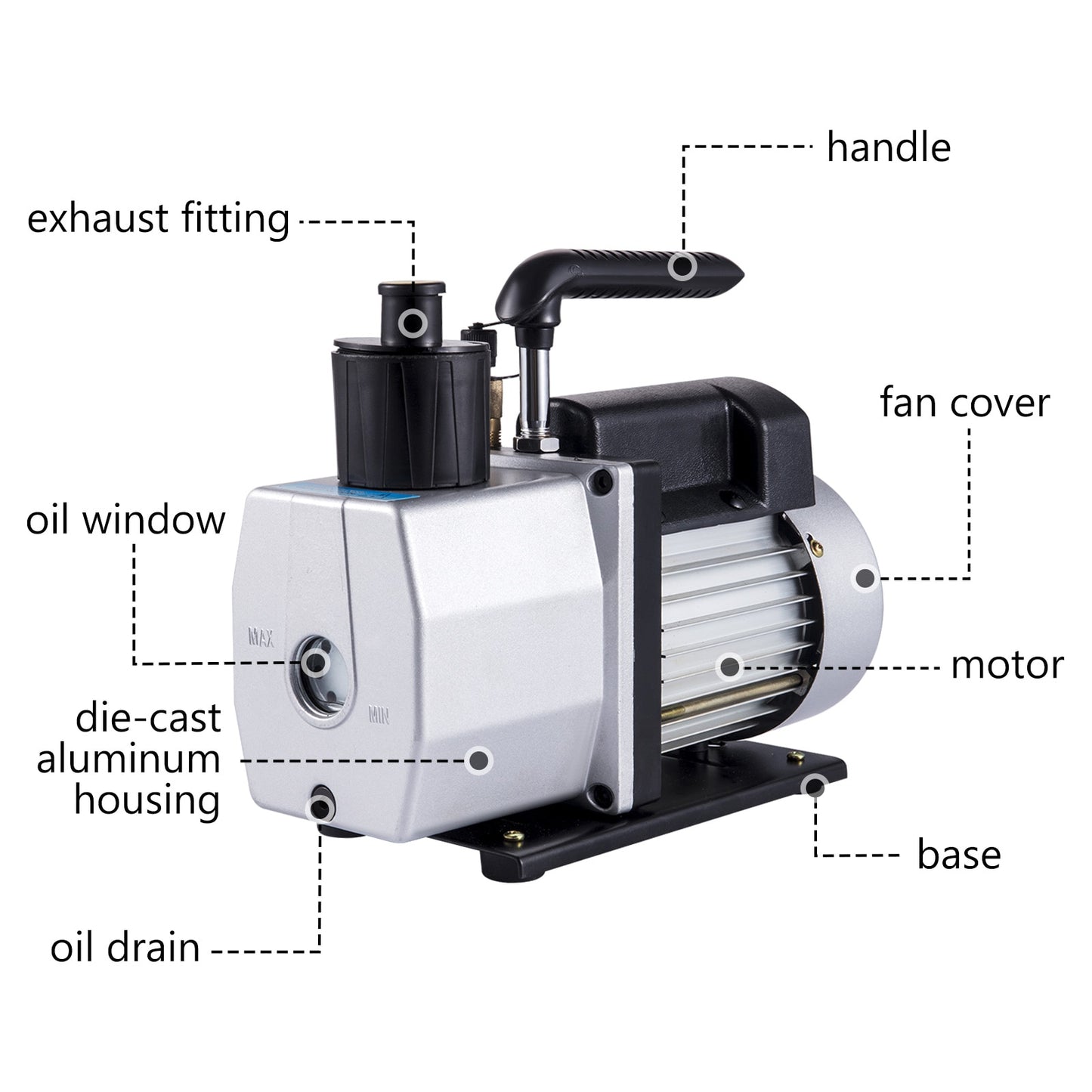 VEVOR 5CFM 1/2 HP Double Stage HVAC Refrigerant Vacuum Pump 120V Portable Refri image 2