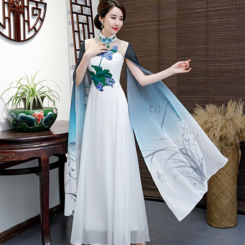 Vietnam Traditional Dress Aodai Costume Cheongsam Vestido Qipao Ao Dai Dress Pl image 1