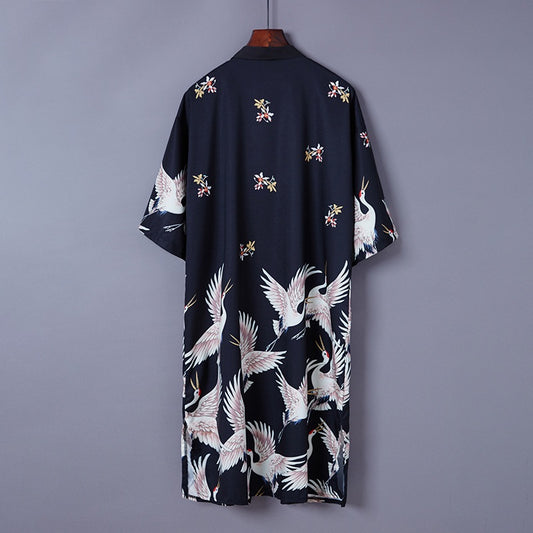 Japanese Kimono Traditional Chinese Dress Qipao Kimono Cardigan Men Haori Asian image 0