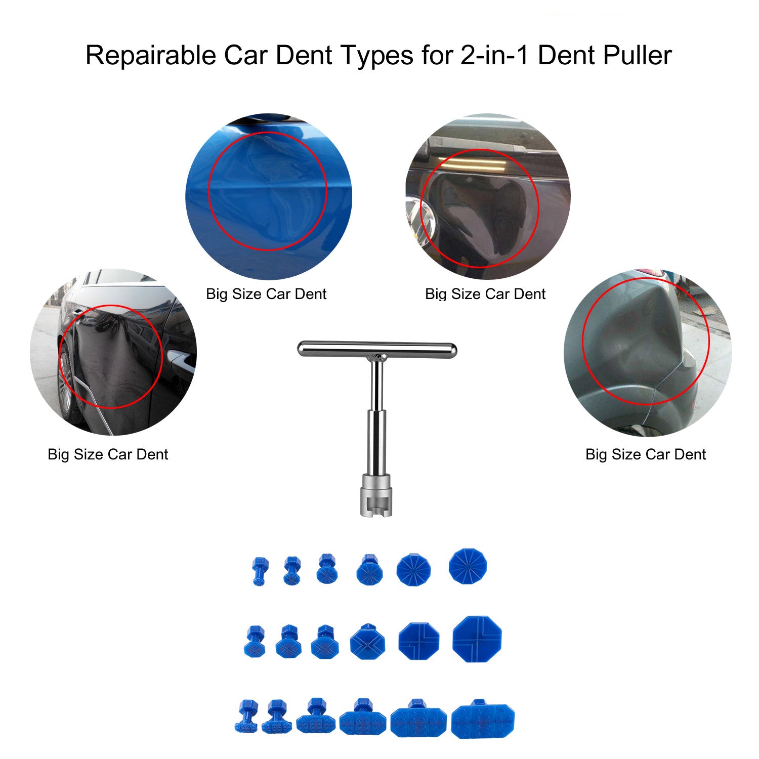 Car Dent Repair Puller, Car Repair Tools Kit With 18pcs Plastic Glue Tabs Metal image 2