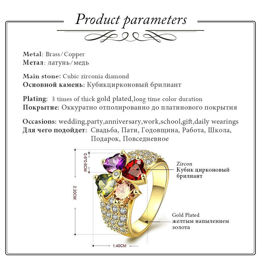 US STOCK 5% Off Rose Gold Color Ring Female Cubic Zirconia Wedding Rings for image 3
