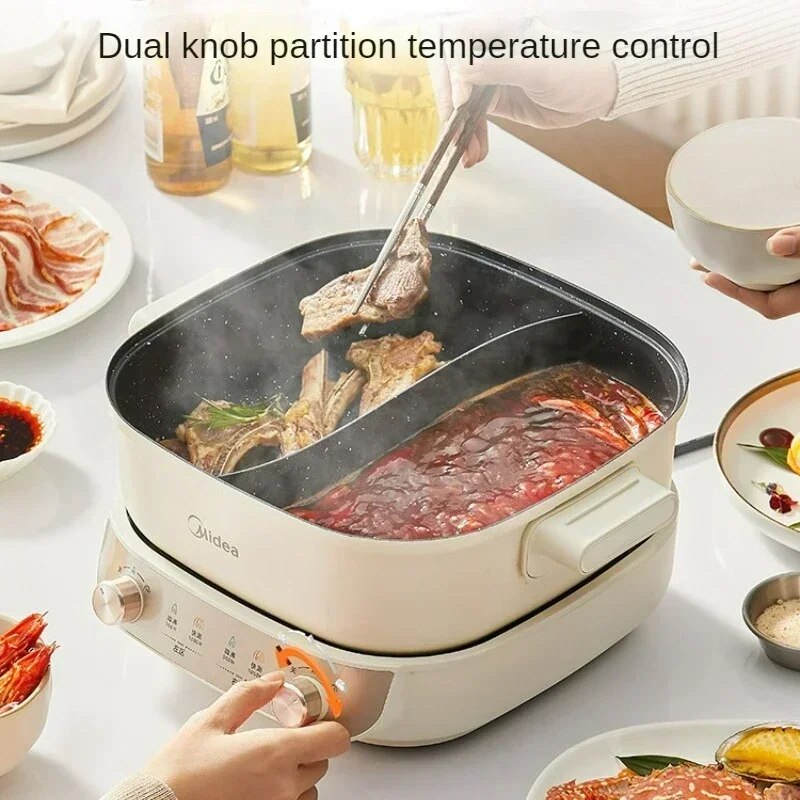 Electric Hot Pot 5.5L Multi Cooker Electric Frying Pan Double-flavor Chafing Di image 1