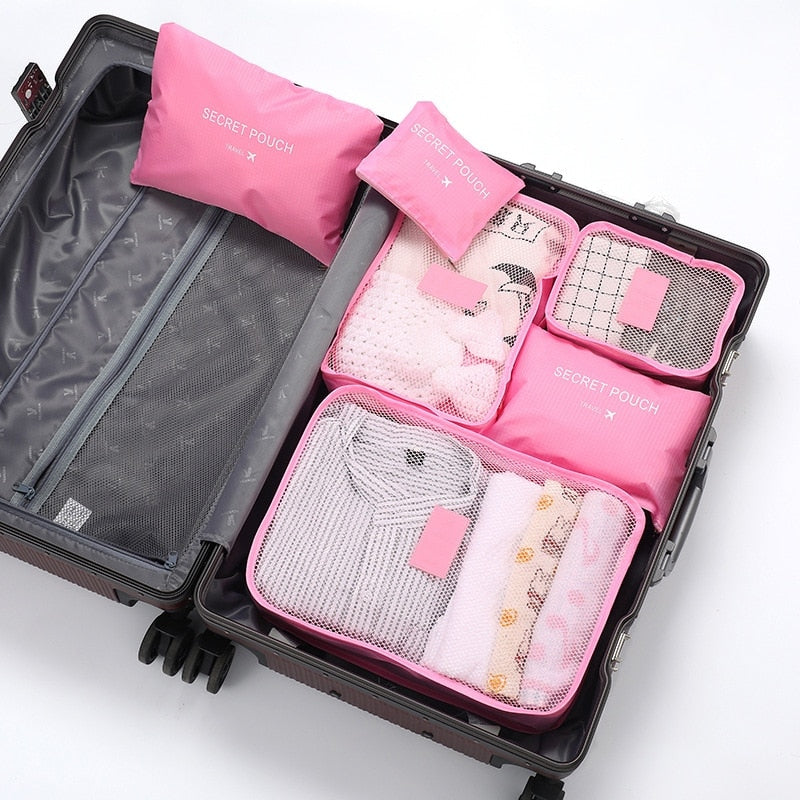 6 Pcs Travel Clothes Storage Waterproof Bags Portable Luggage Organizer Pouch P image 10