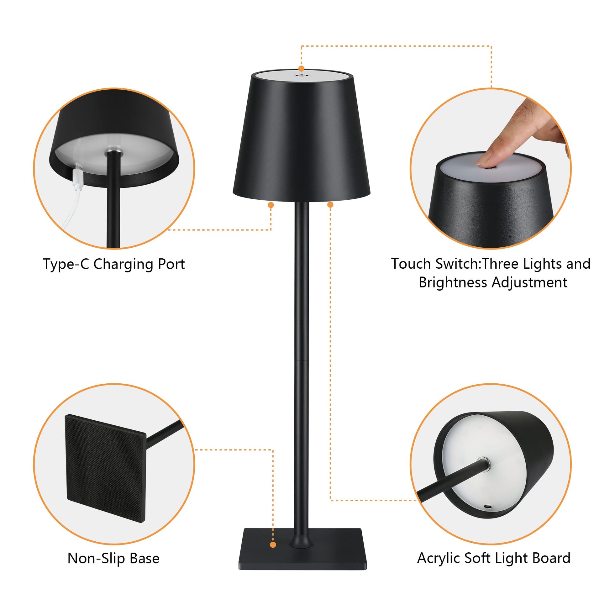 IRALAN Table lamp for bedroom Rechargeable Wireless touch lamp Camping candle C image 7