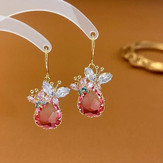 Zircon Wheat Tassel Pendant Gold Color U-shaped Earrings for Women 2023 New Fas image 0
