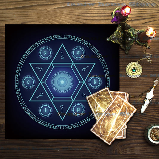 2023 Ornate Gold Tarot Tablecloth Altar Cloth Pagan Clock Pendulum Witchcraft O image 0