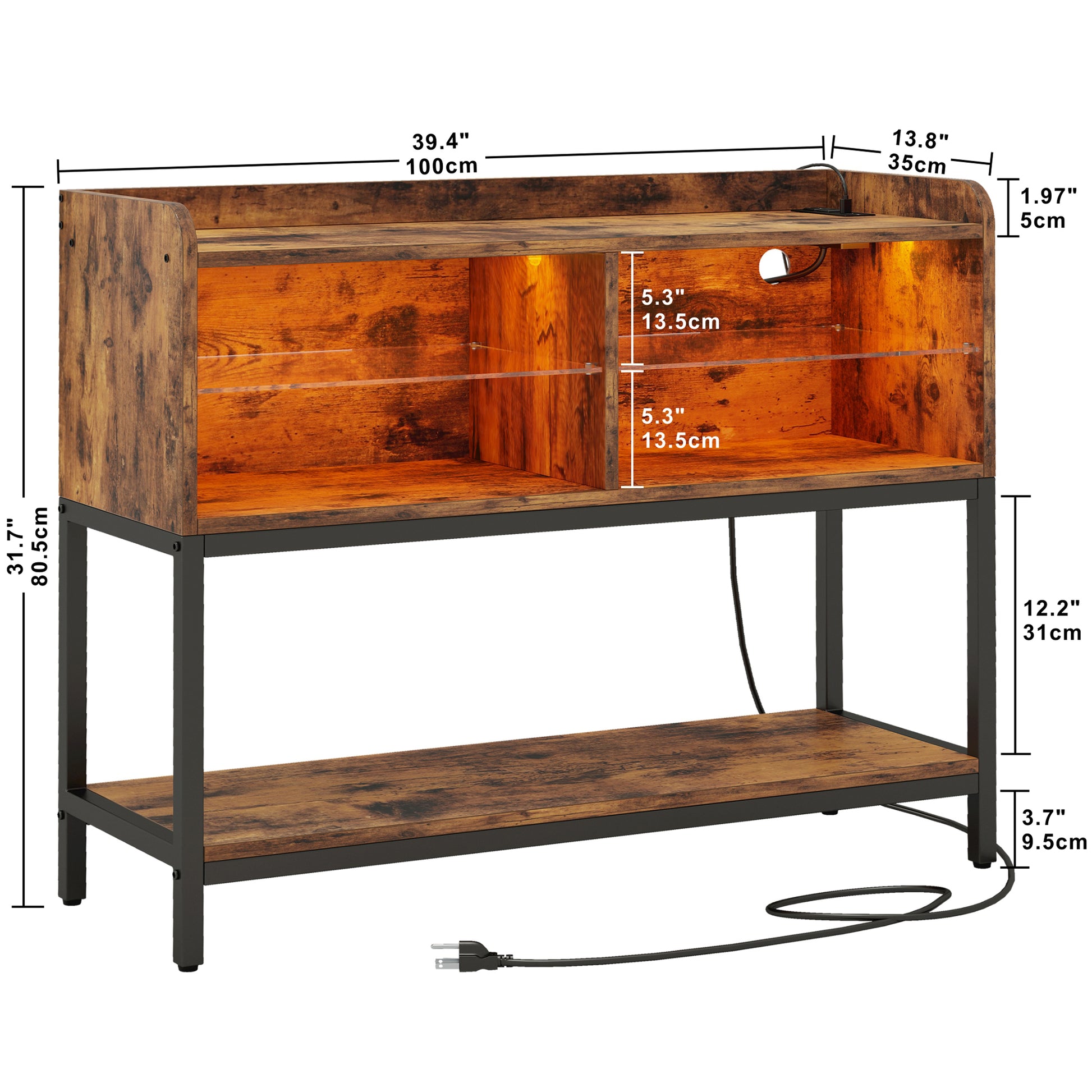 Entryway Table with Power Strip, Farmhouse Console Table Sofa Table with Storag image 3