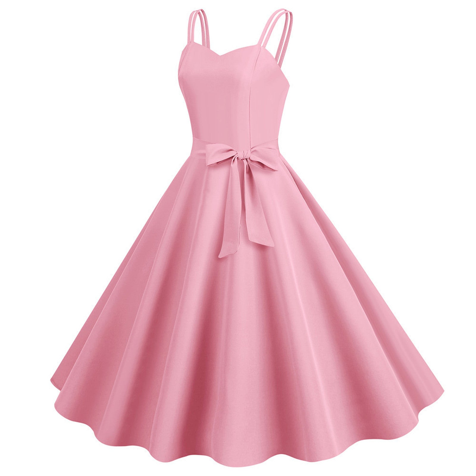 Women Casual Sleeveless Evening Party Prom Dress Strap A Line Large Swing Dress image 8