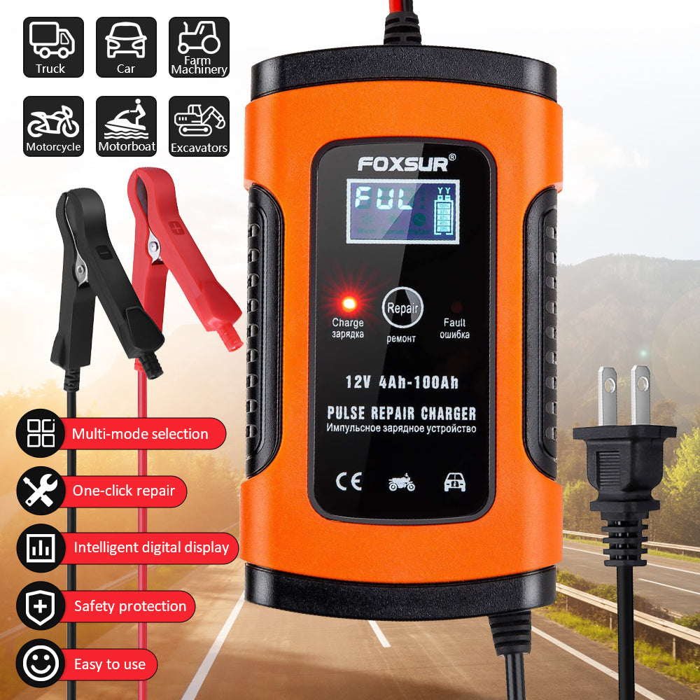 Automatic Smart Car Motorcycle Battery Charger Liquid Display Screen 12V 6A Aut image 2