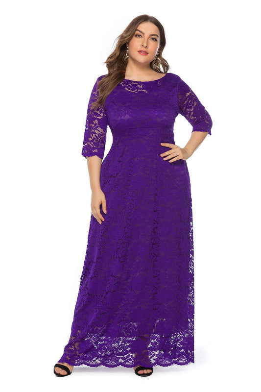 XL-6XL Plus Size African Dresses for Women Elegant African O-neck Lace Wedding image 0
