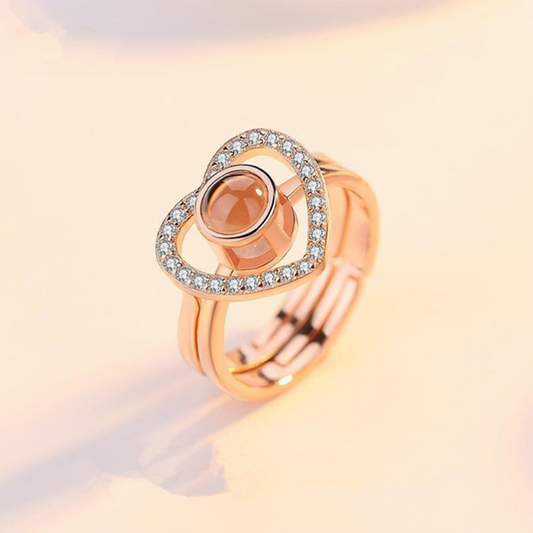DODOAI Rose Gold Photo Custom Projection Ring with Your Picture Family Memory G image 0