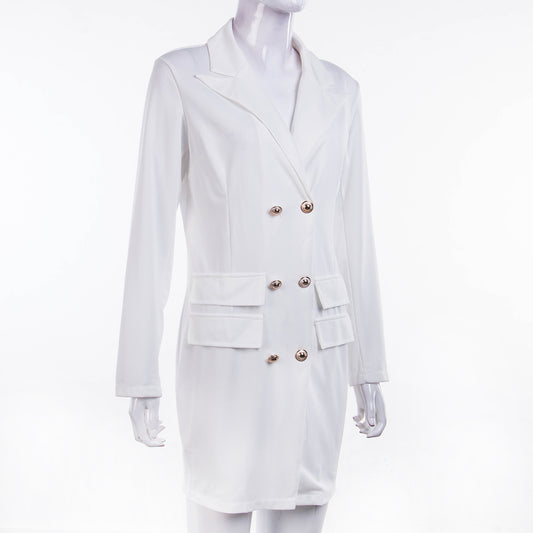 Elegant Women s Formal V Neck Blazer with Long Sleeves and Double Breasted Desi image 0