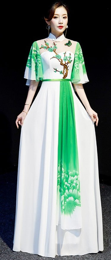 Long Ao Dai Vietnam Style Dress For Women Traditional Ethnic Clothing Elegant G image 2