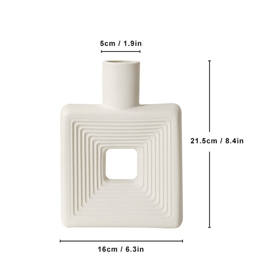 Square Ceramic Vase Modern Nordic Boho Style Vases For Living Room Shelf Table image 0