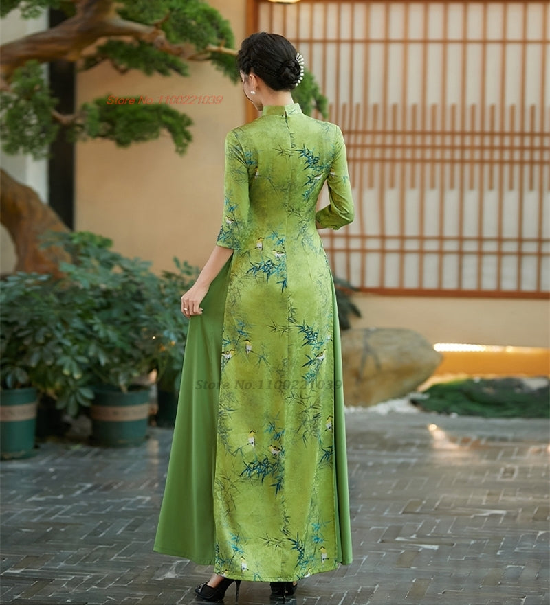 2024 vietnam aodai dress improved cheongsam vietnam traditional dress national  image 3