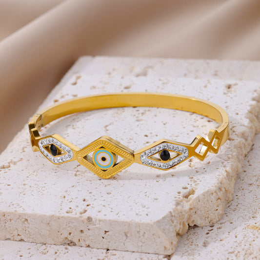 Zircon Evil Eye Bracelets for Women Stainless Steel Gold Plated Crystal Eye Ban image 0