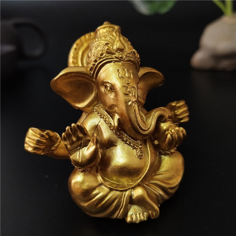 Gold Lord Ganesha Buddha Statue Elephant God Sculptures Ganesh Figurines image 8
