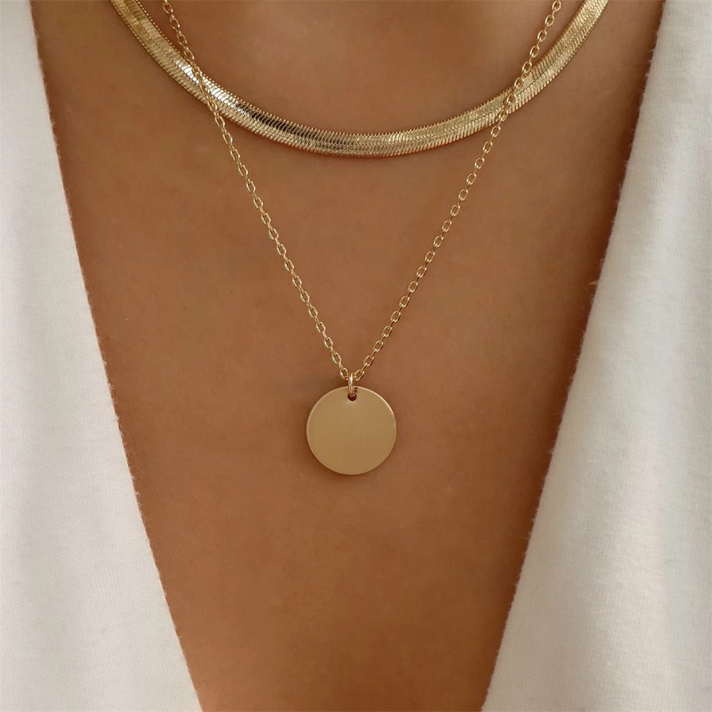 Bls-miracle Fashion Gold Color Heart-Shaped Necklace For Women Trendy Multi-Lay image 27