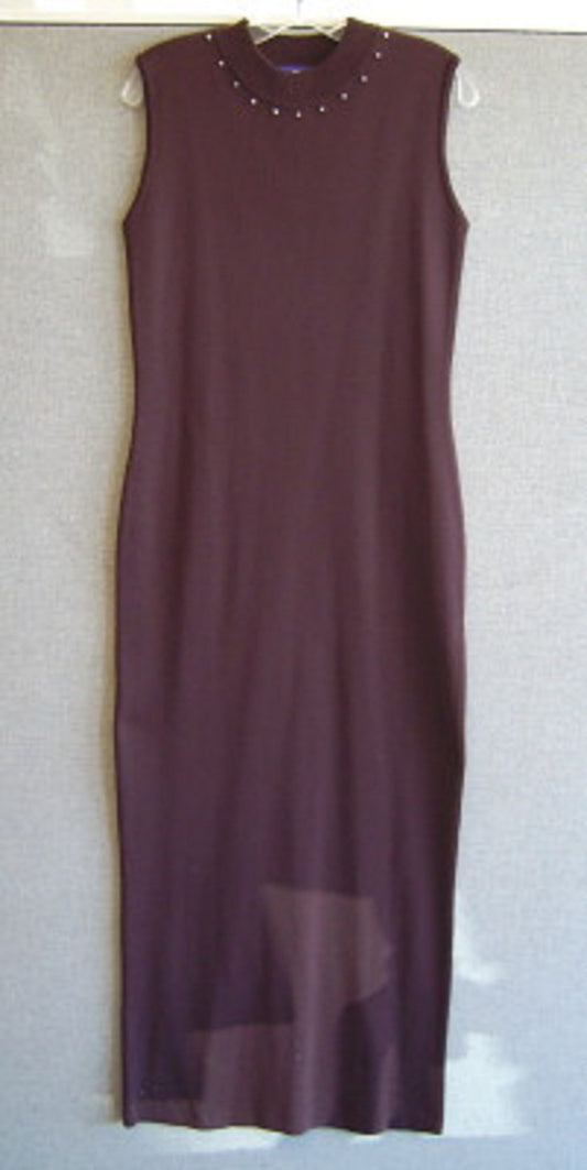 Aurora Women Dress Knit Black Lite Slvless Full Length Size XL image 0