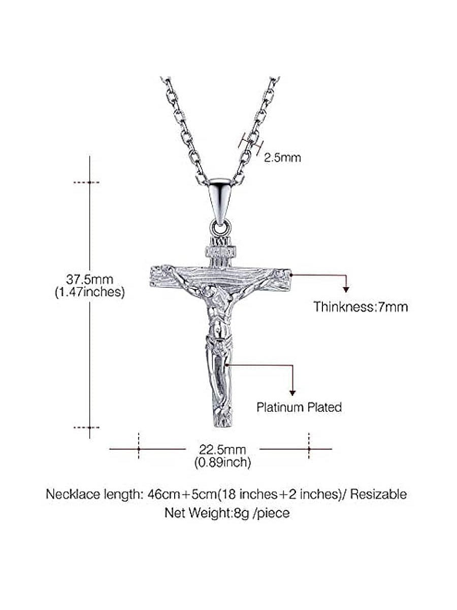 U7 Women Girls Jesus Necklace 925 Sterling Silver Gold Color INRI Cross Pendant image 4