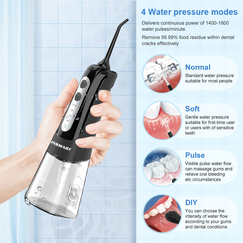 INSMART Oral Irrigator Dental Water Flosser Teeth Whitening Waterproof Portable image 9