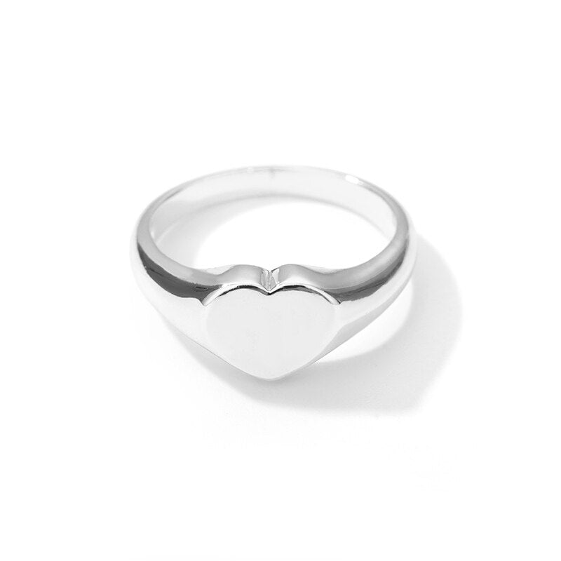 Vintage Heart Rings For Women Gold Plated Stainless Steel Finger Ring Fashion image 1