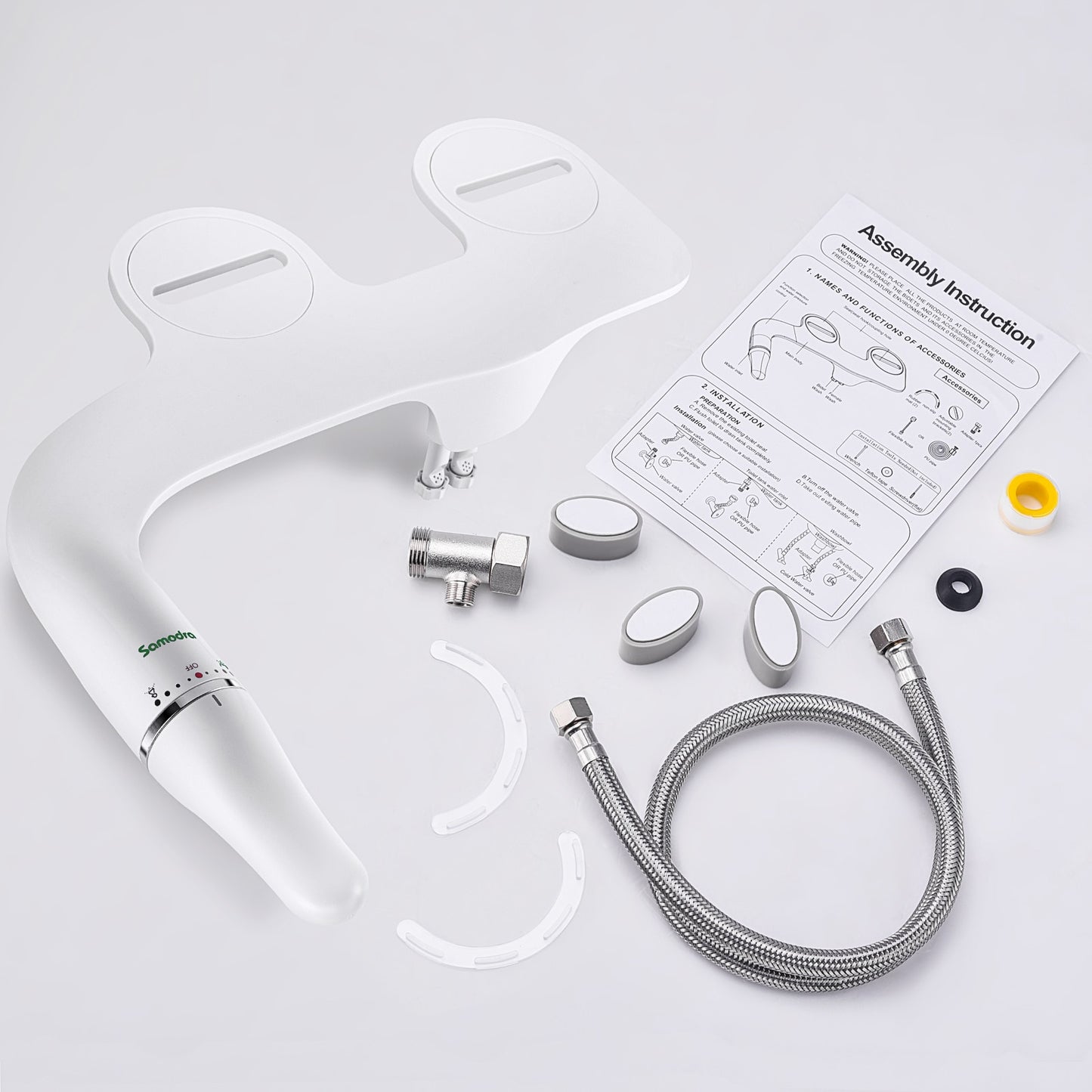 SAMODRA Toilet Bidet Ultra-Slim Bidet Toilet Seat Attachment With Brass Inlet A image 8