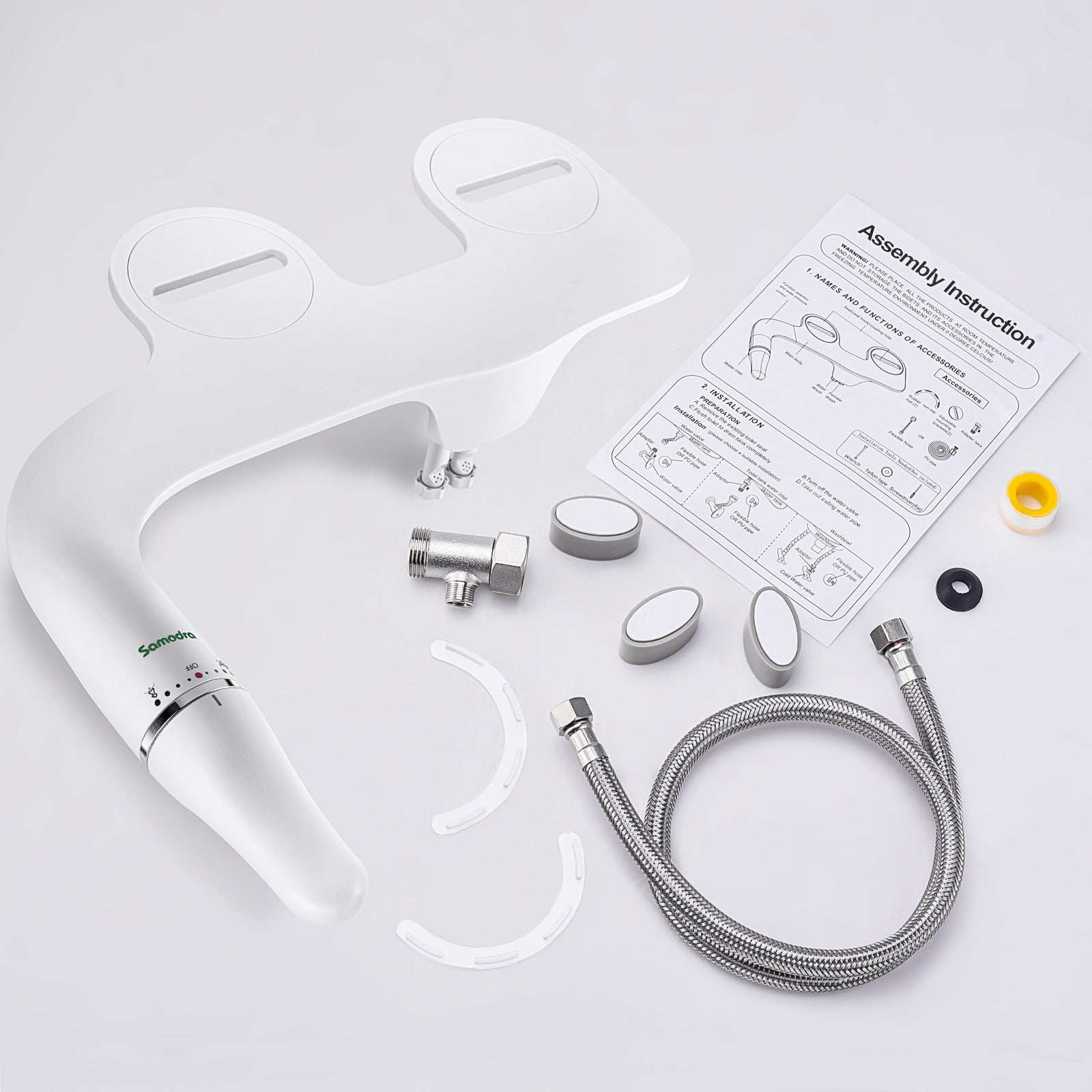 SAMODRA Toilet Bidet Ultra-Slim Bidet Toilet Seat Attachment With Brass Inlet A image 8
