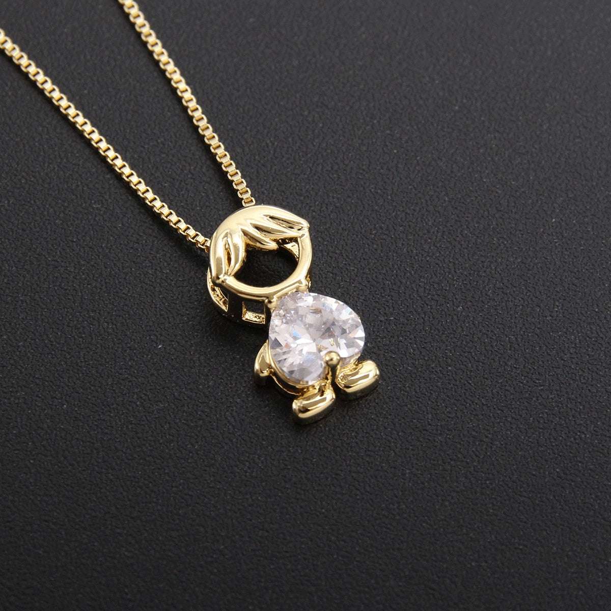 MHS.SUN Fashion Boys And Girls Charm Necklace Gold Plated ZC Zircon Hollow Pend image 3