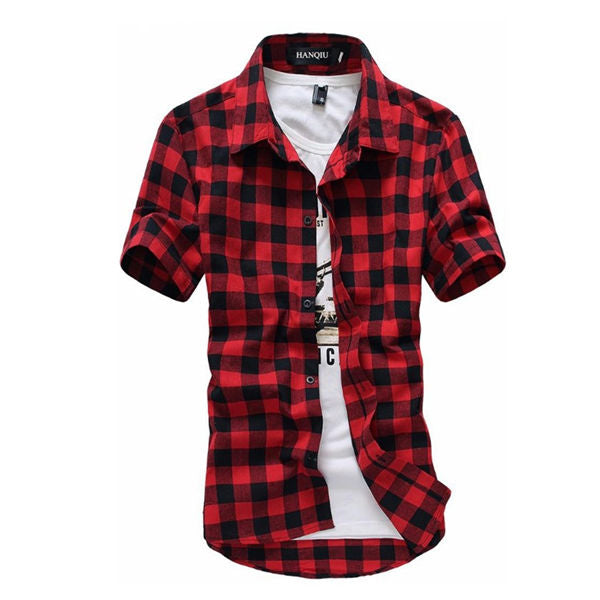 Red And Black Plaid Shirt Men Shirts 2024 New Summer Fashion Chemise Homme Mens image 4