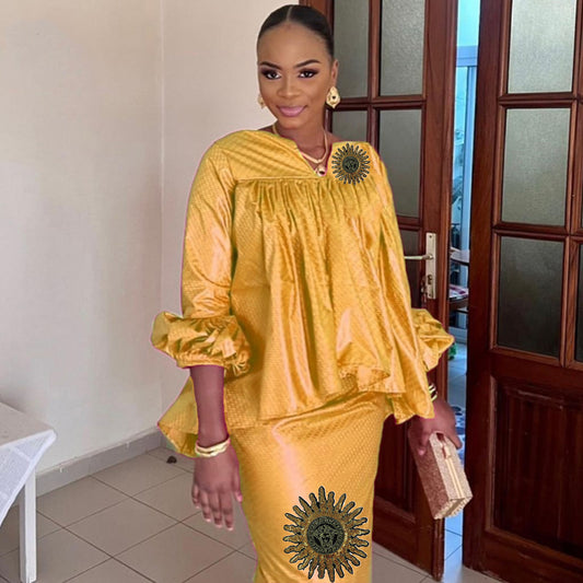 Bazin Riche Dashiki Robe With Headscarf And Nigeria Original African Dresses Fo image 0