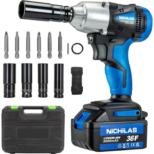 Nichilas Cordless Impact Wrench, 2 IN 1 Screwdriver Head, 21V electric power wr image 0