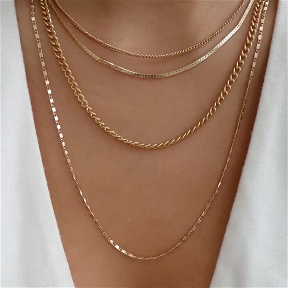 Bls-miracle Fashion Gold Color Heart-Shaped Necklace For Women Trendy Multi-Lay image 25