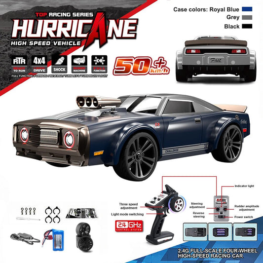 16303 1:16 50KM/H RC Car 4WD With LED Remote Control Muscle Cars High Speed Dri image 0