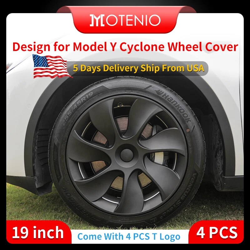 4PCS Wheel Cap For Tesla Model Y 2023 19 Inch RightÂ Left Hubcaps Cyclone Cover image 1