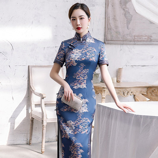 Vietnam Dress Women Summer 2020 Aodai Oriental Dress Midi Long Cheongsam Tradit image 0