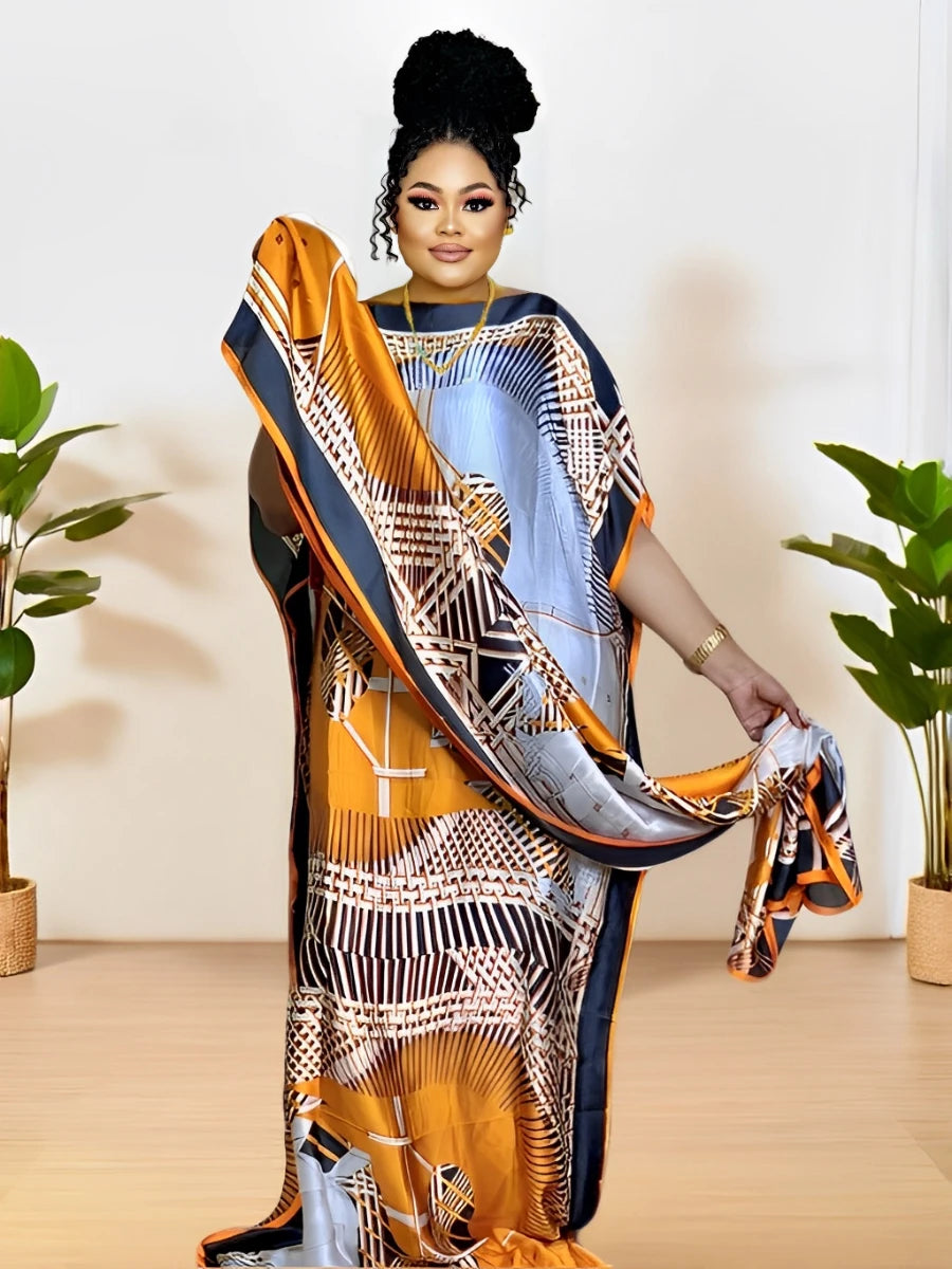 Stunning Africa Patterned Kaftan Dress for Women's Plus Size Ramadan Clothing image 0
