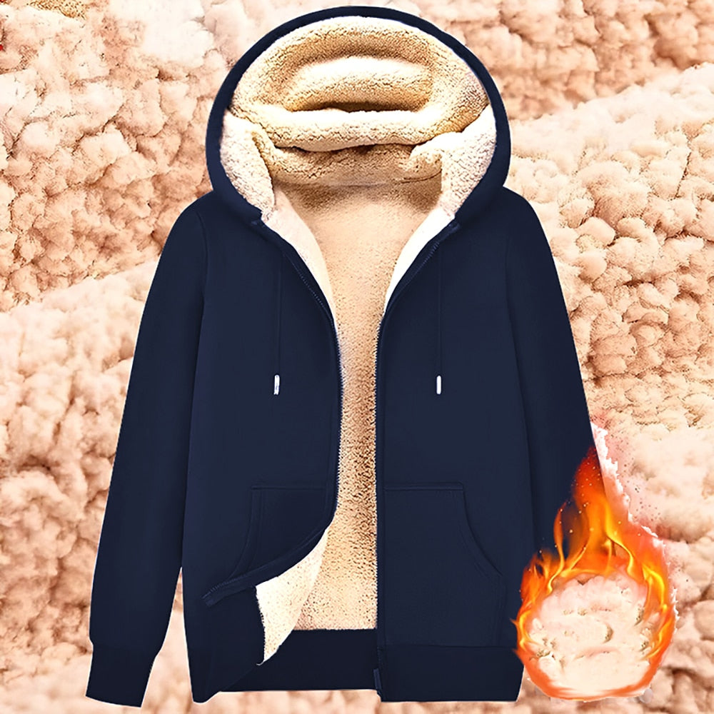 Trendy Sweatshirt Coat Front Pockets Warm Zipper Lamb Wool Jacket  Men and Woma image 6