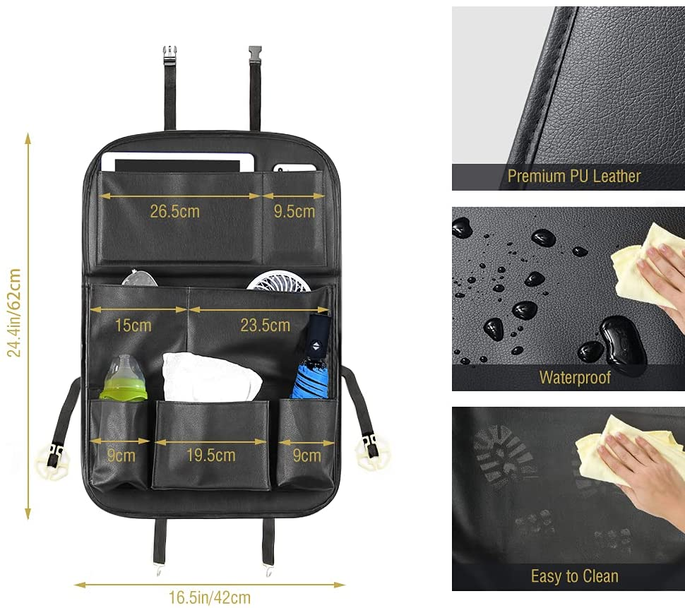 Car Foldable Backseat Organizer Tablet Holder Storage Pocket Cover Multi-functi image 4